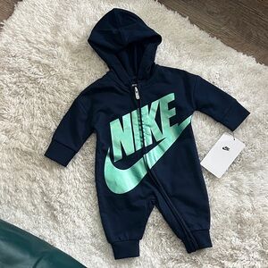 Nike Kids Navy and Mint Green Hooded One Piece